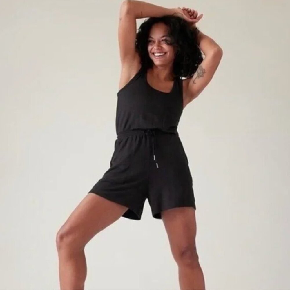 Athleta Black Sleeveless Romper